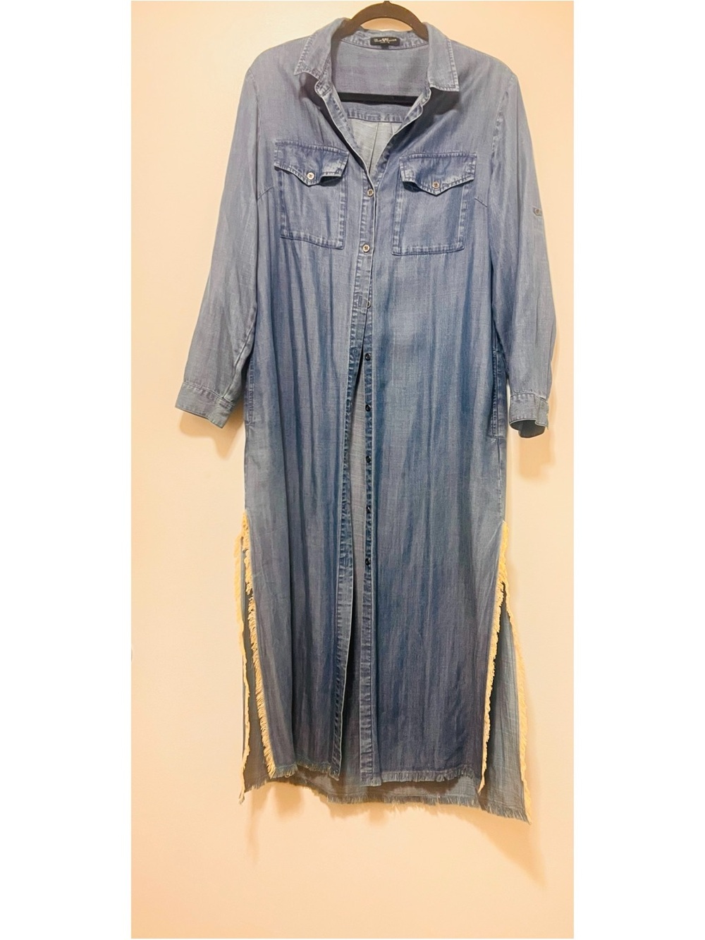 Women's Long Denim Duster - Blue